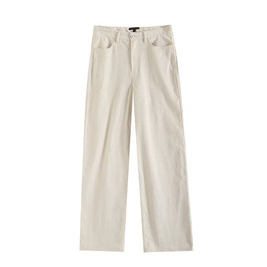 Snygga Byxor Dam Raka Ben Avslappnad Bomull-1