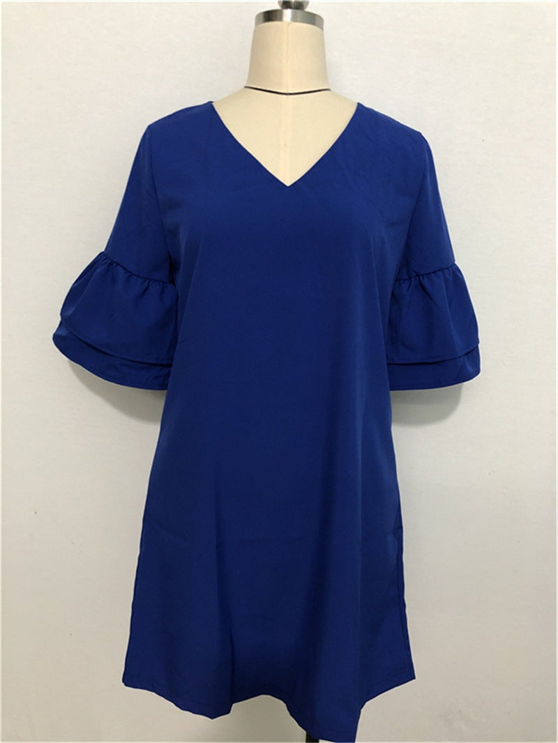 Variant image for Dam Klänning V-ringad med Romantiska Ärmar i Andningsbart Material-14