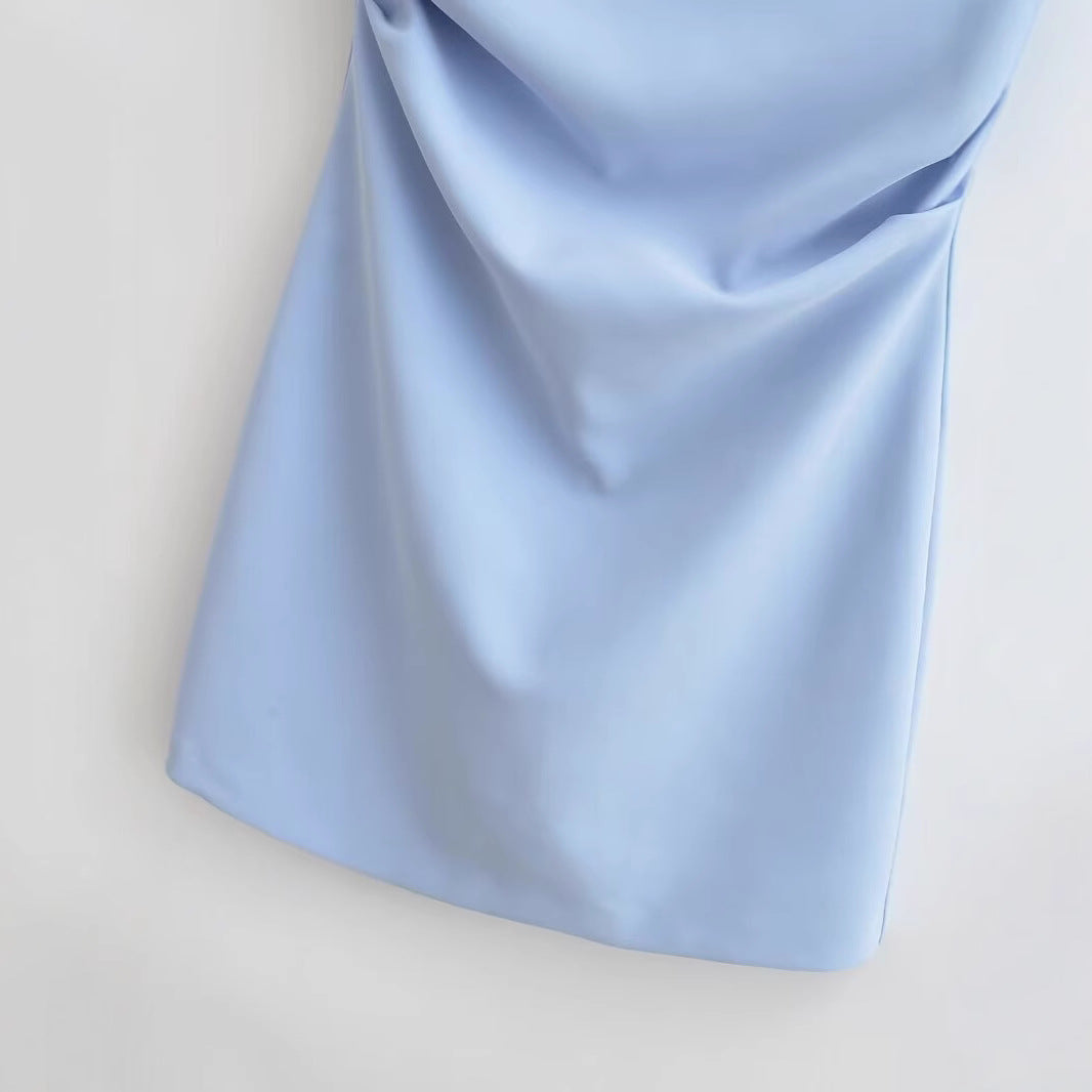 Kvinna A-Line Klänning Kort Polyester Enfärgad-4