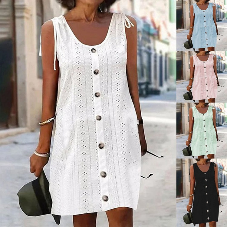 Kvinnors A-Line Klänning U-Hals Polyester-2