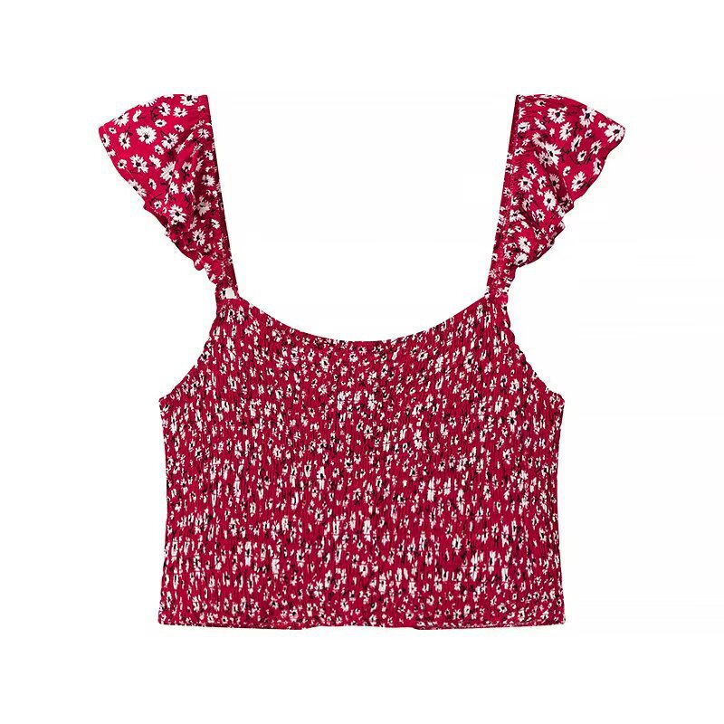 Blommig Damuppsättning med Crop Top och Midi Kjol – Andningsbart Tyg, Elastiskt Midjeband, Perfekt för Sommarutflykter 3