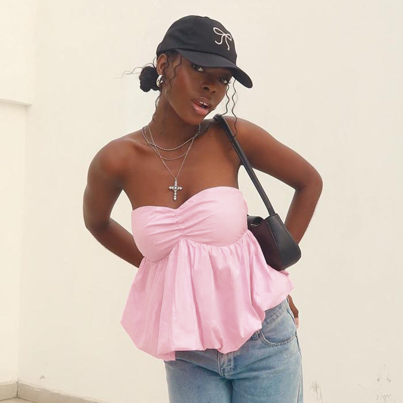 Kvinnors Bustier Topp med Flik Detalj Lätt Material 4