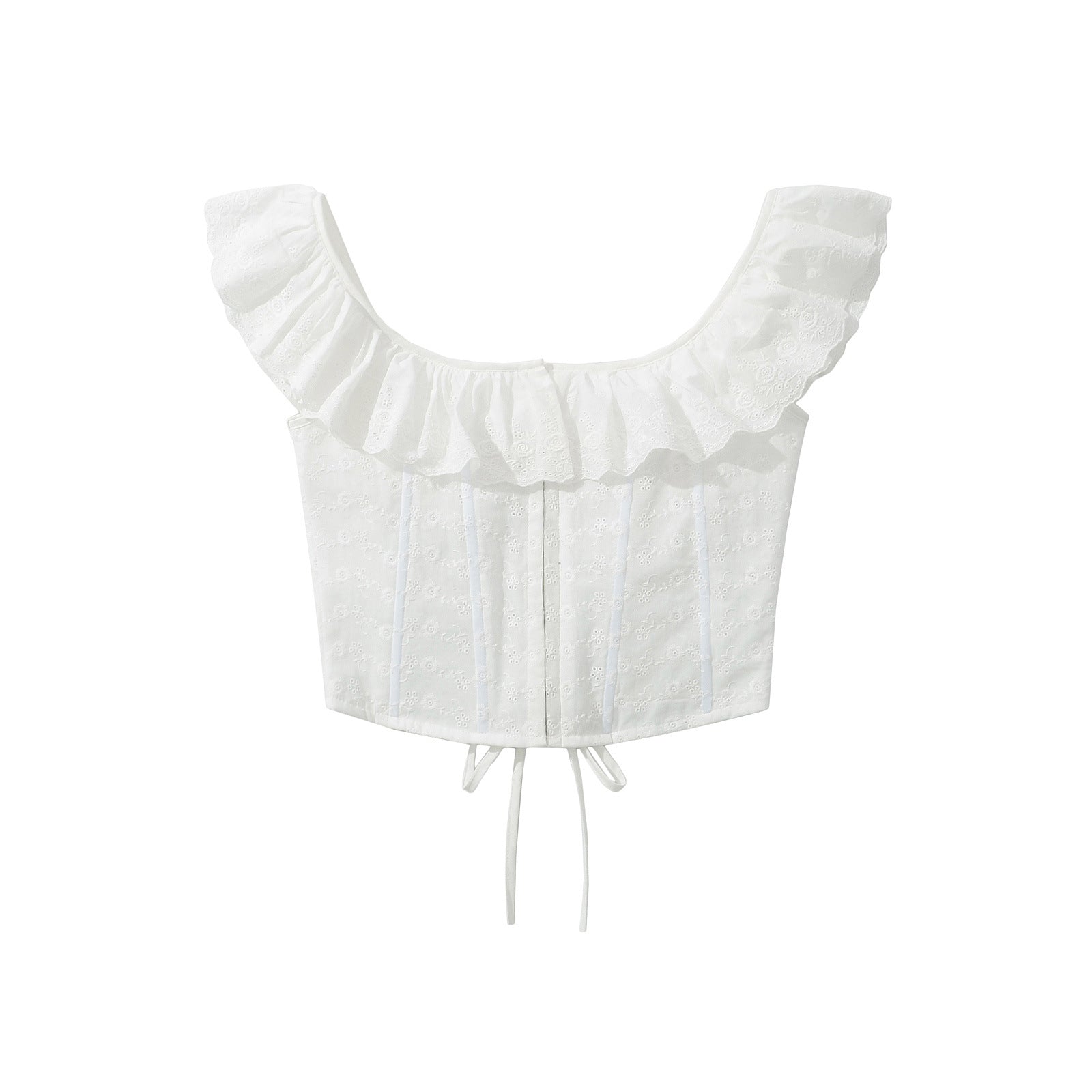 Kvinnors Festtop med Ruffle Detaljer i Andningsbart Material 6