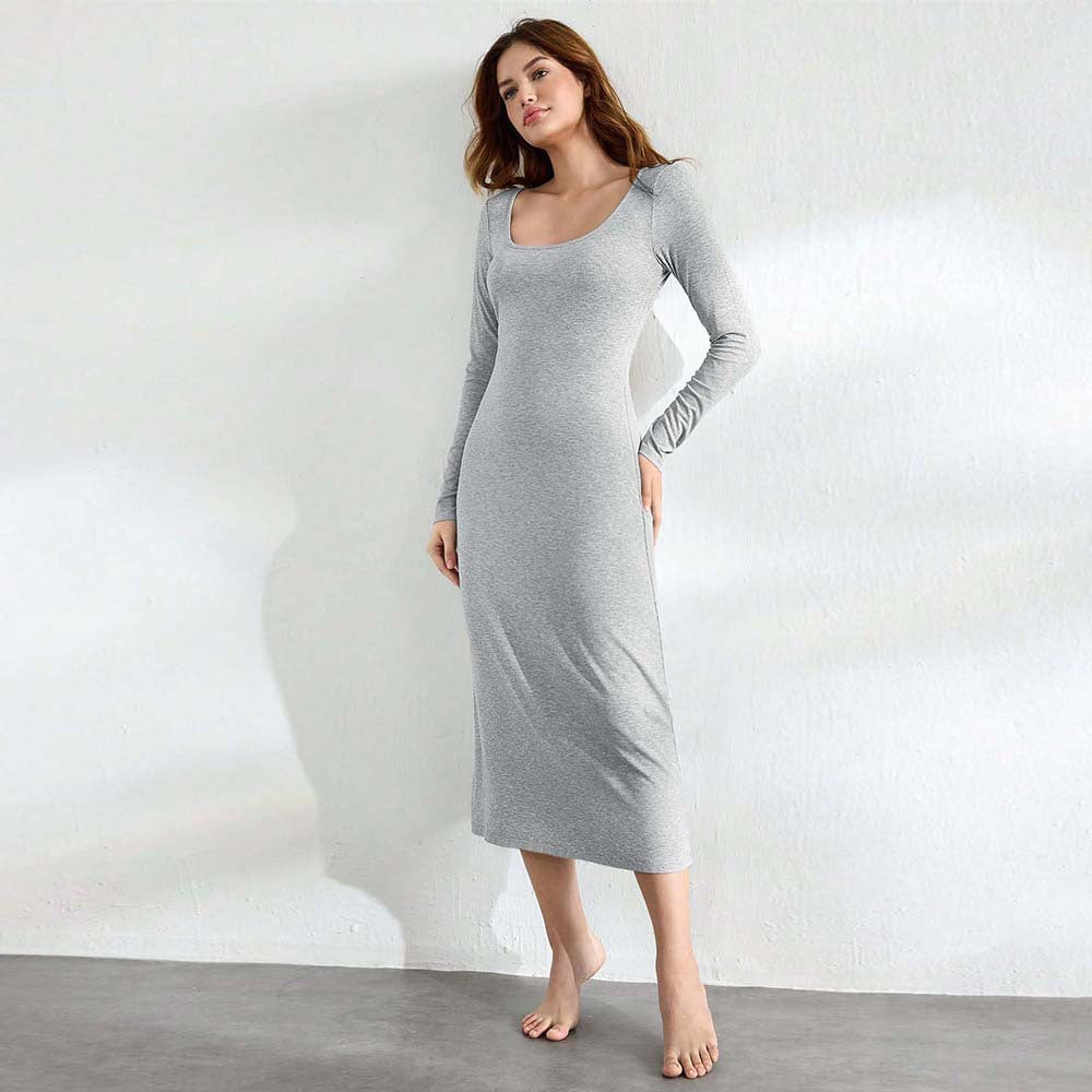 Kvinnors Midi Klänning Figurnära 100% Polyester-4
