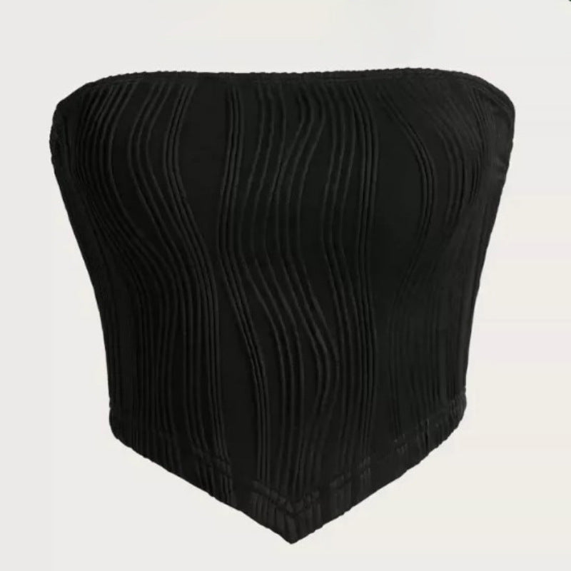 Dam Bustier Ribbad Design Elastiskt Tyg-3