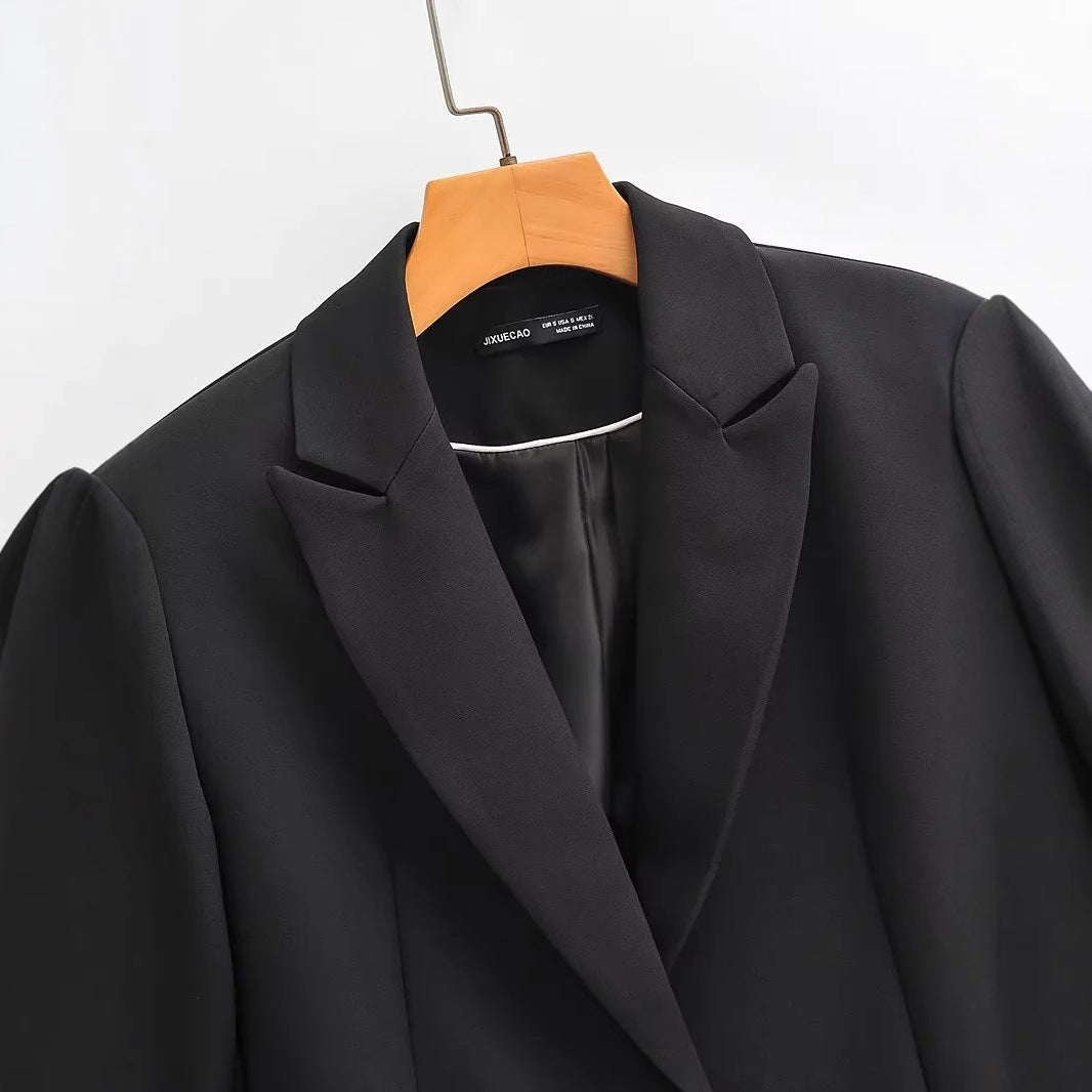 Dam Blazer Modern Snitt Skräddarsydd Polyester med Sidofickor 4