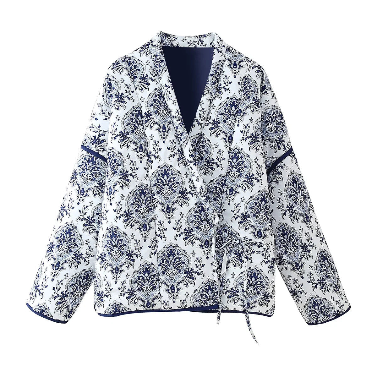 Variant image for Kvinnor Quiltad Jacka Blommönster Jacquard-1