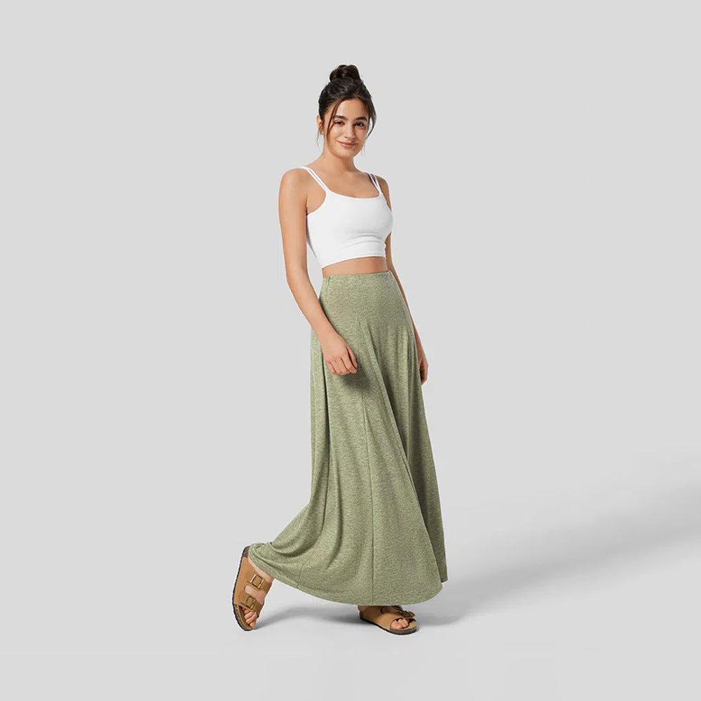 Dam Midi Kjol Draperad Stickad-5