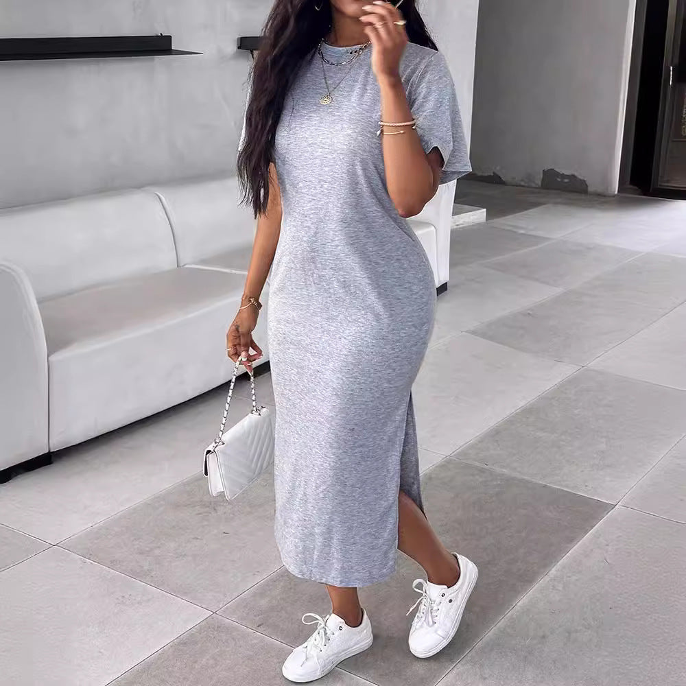 Dam A-Linje Klänning Rundhalsad Polyester för Arbete och Fritid-4