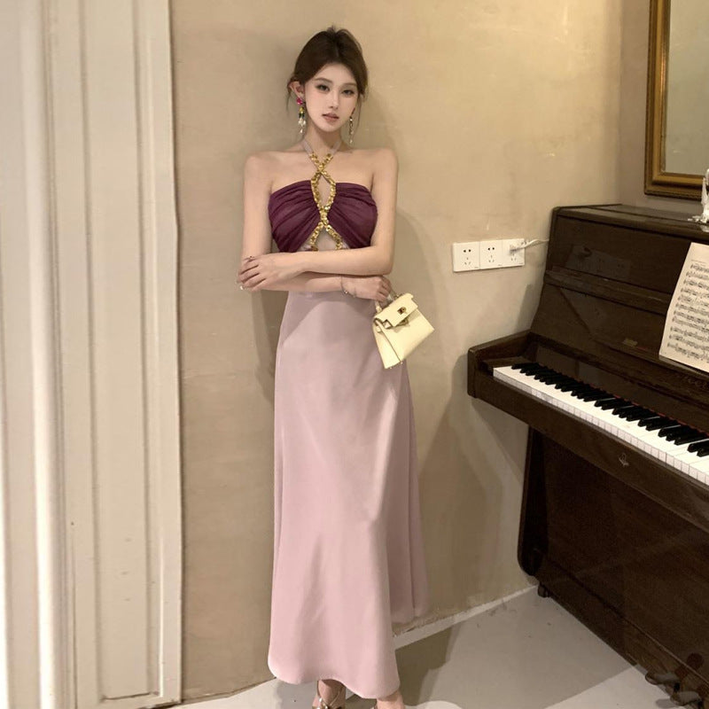 Dam Klänning Bodycon Halterneck Maxilängd Polyester-1