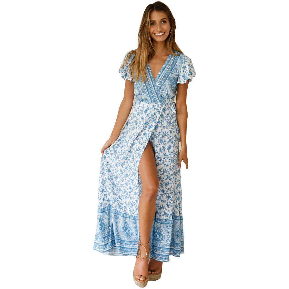 Variant image for Långklänning Dam Bohemisk V-ringad Chiffon för Fest och Bröllop-21