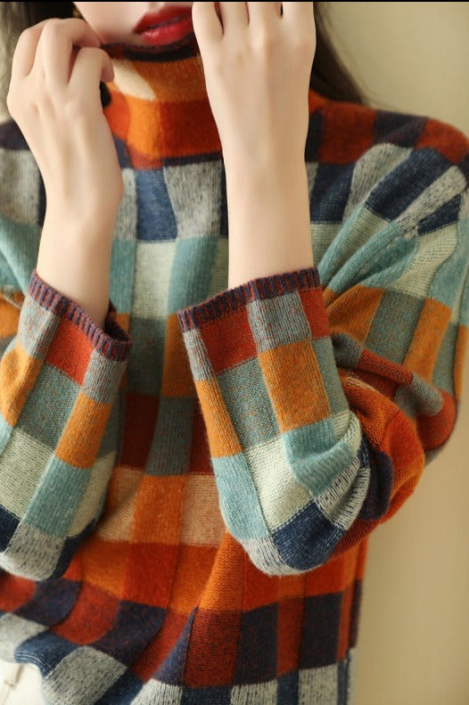 Dam Turtleneck Tröja Tryckt Mjuk Bomull Polyester 2