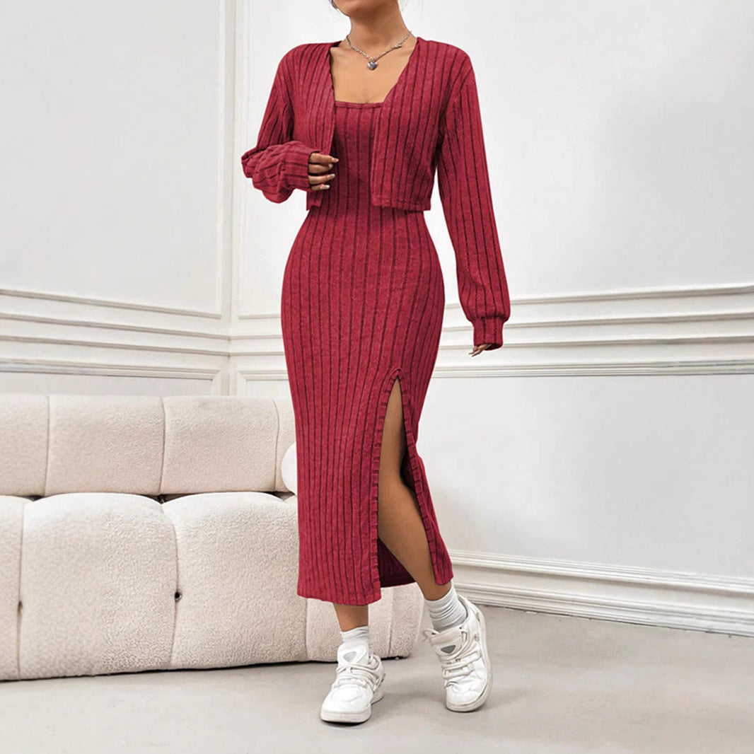 Damklänning Midi Spaghettiband Polyester Delad Design-6