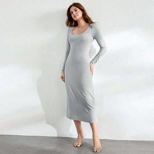 Kvinnors Midi Klänning Figurnära 100% Polyester-1