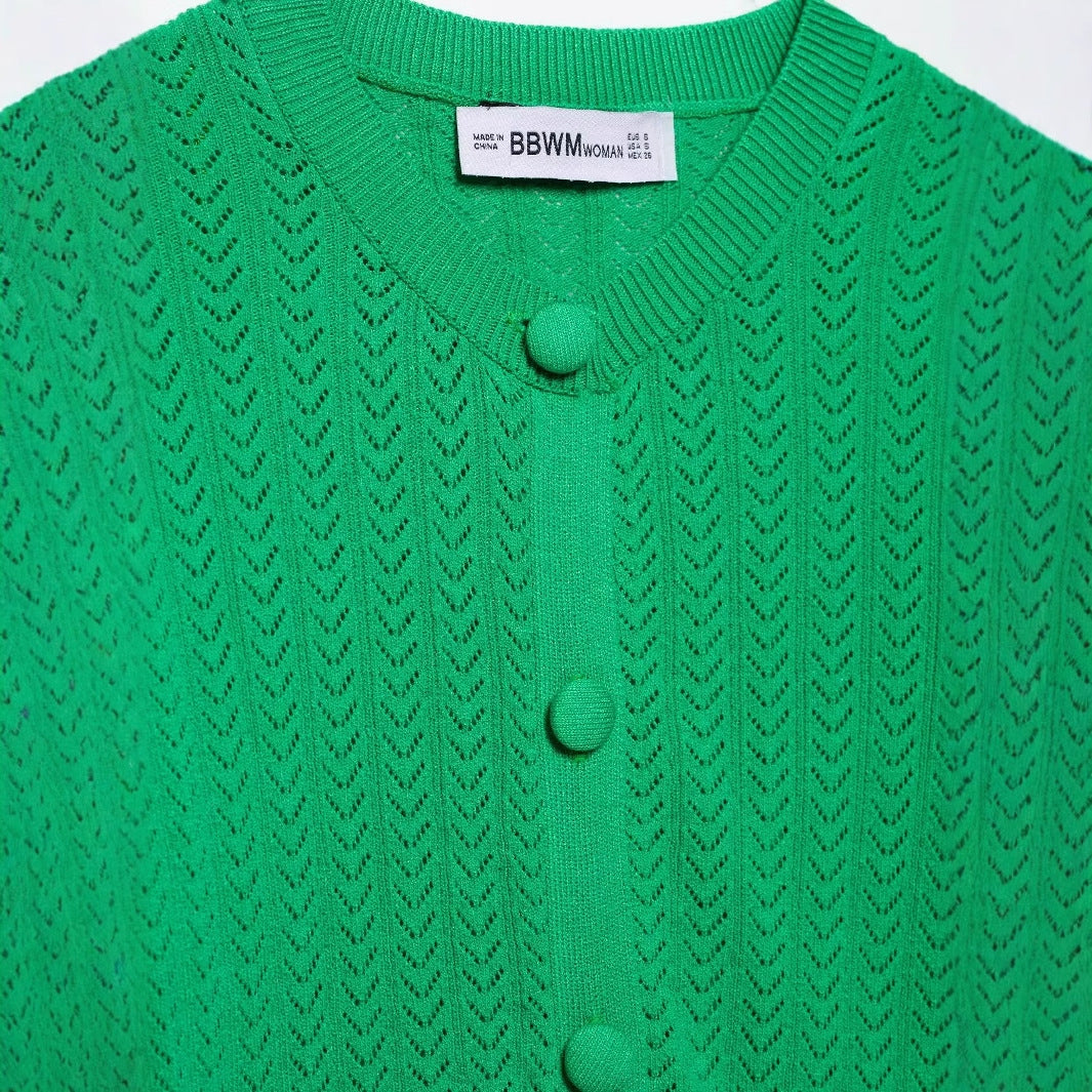 Dam Cardigan med Flätmönster och Korta Ärmar – Mjuk Blandning för Komfort och Stil 4