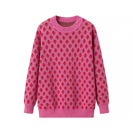 Stickad Dam Tröja i Mjuk Ull med Cirkulär Halsringning och Unikt Mönster – Perfekt för Vardags och Fest 1