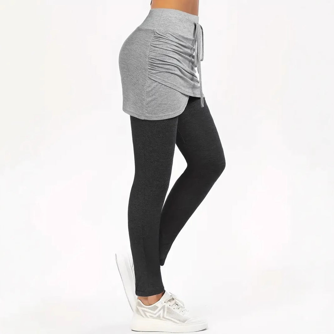 Kvinnors Sportleggings med Kjol och Justerbart Midjeband – Andningsbart Tyg i Svart för Träning och Fritid 4