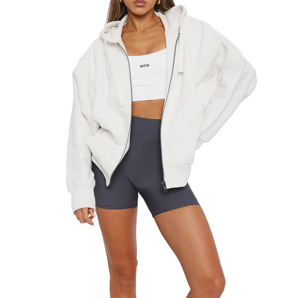 Dam Hoodie Cardigan Casual Polyester med Fyrkantig Halsringning 6