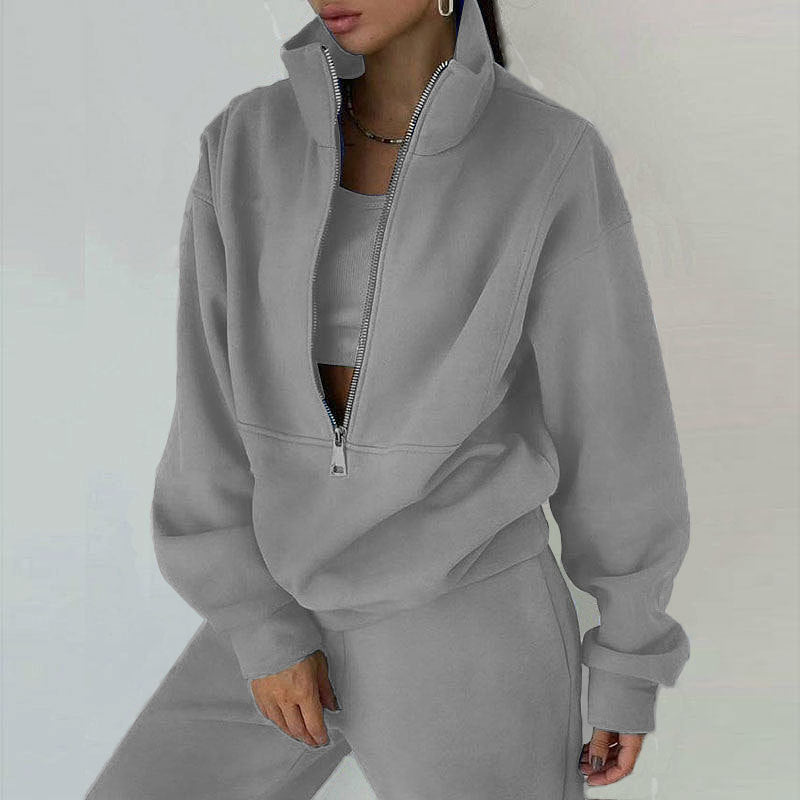 Variant image for Kvinnors Sport Set Fleece med Långa Ärmar och Dragkedja-45