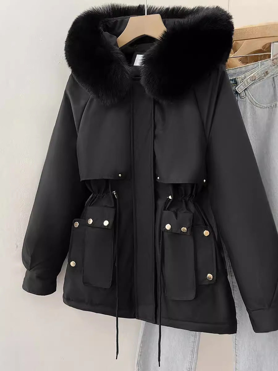 Variant image for Dam Parkas Förtjockad med Huva i Bomull och Spandex-6