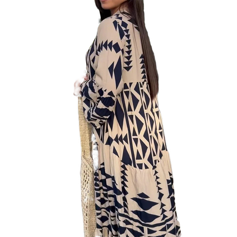 Dam A-Line Klänning Geometriskt Mönster Polyester för Fina Tillfällen-3