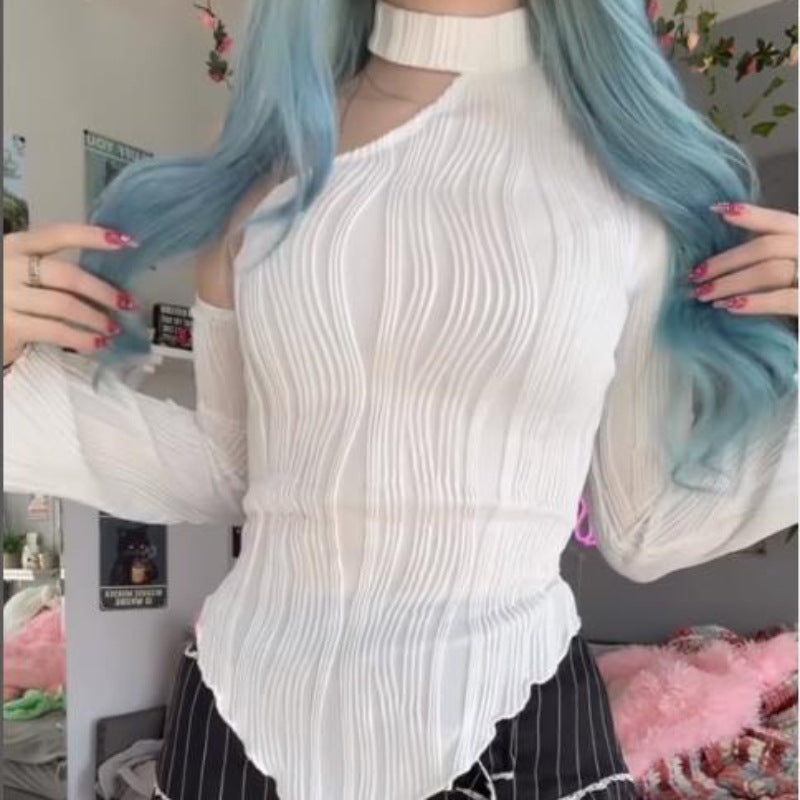 Dam Festtopp Asymmetrisk Design Elastiskt Tyg-2