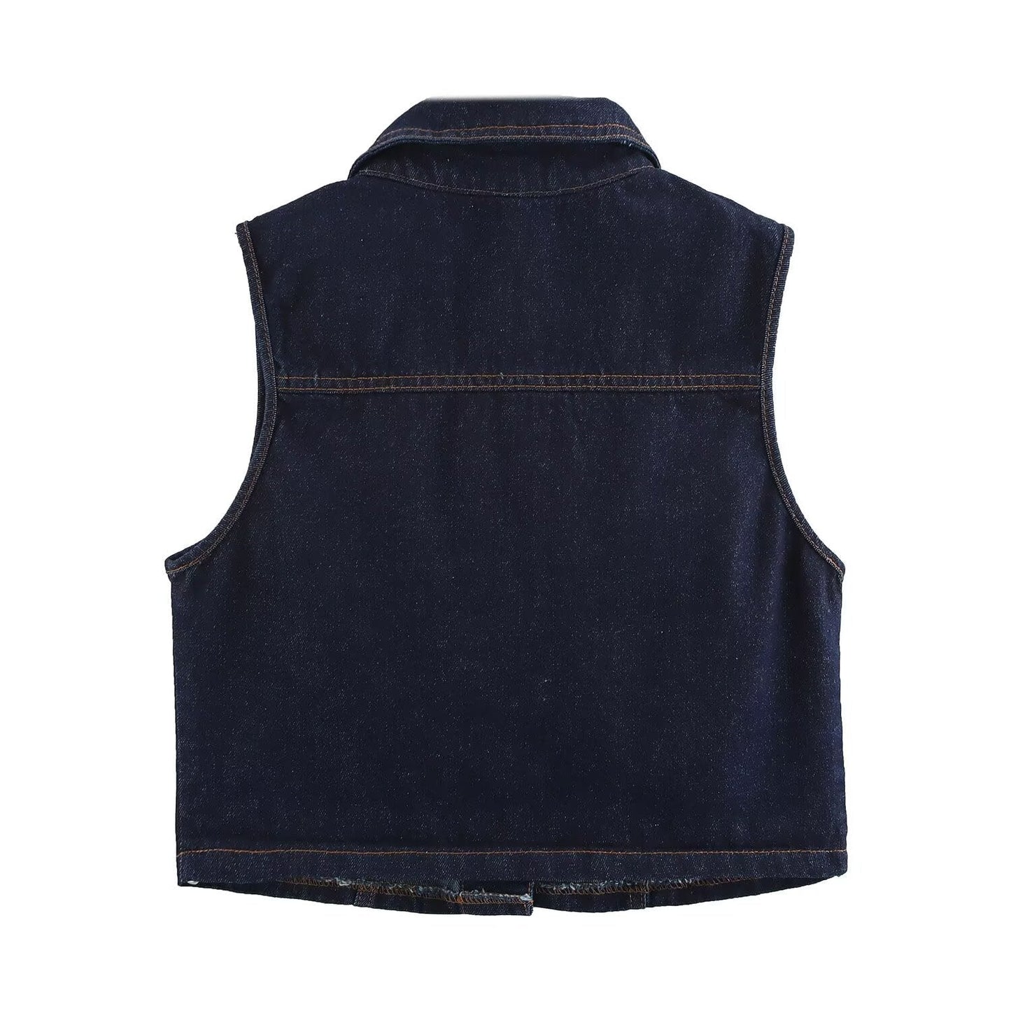 Dam Kort Byxdräkt Hög Midja Denim-4