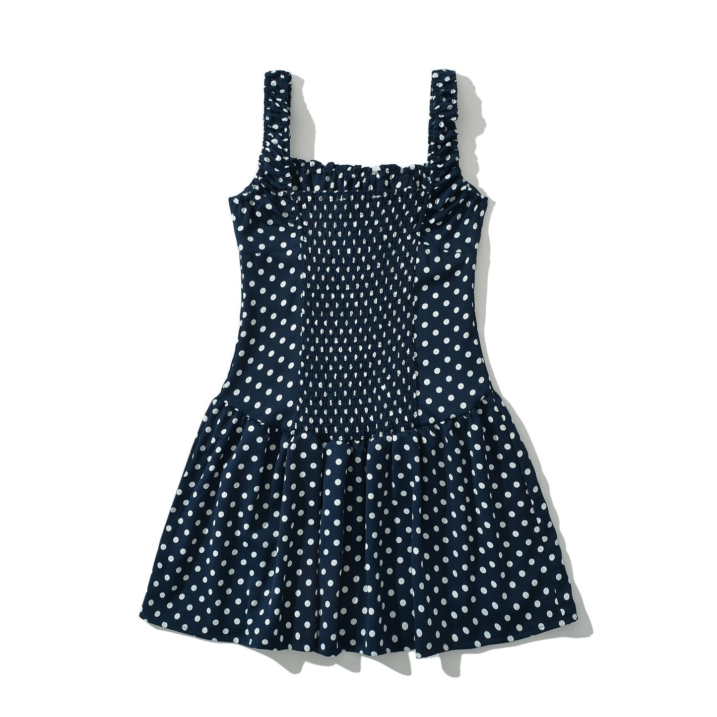 Damklänning med Ruffles Prickdesign Lätt Tyg Fina Damklänningar 2