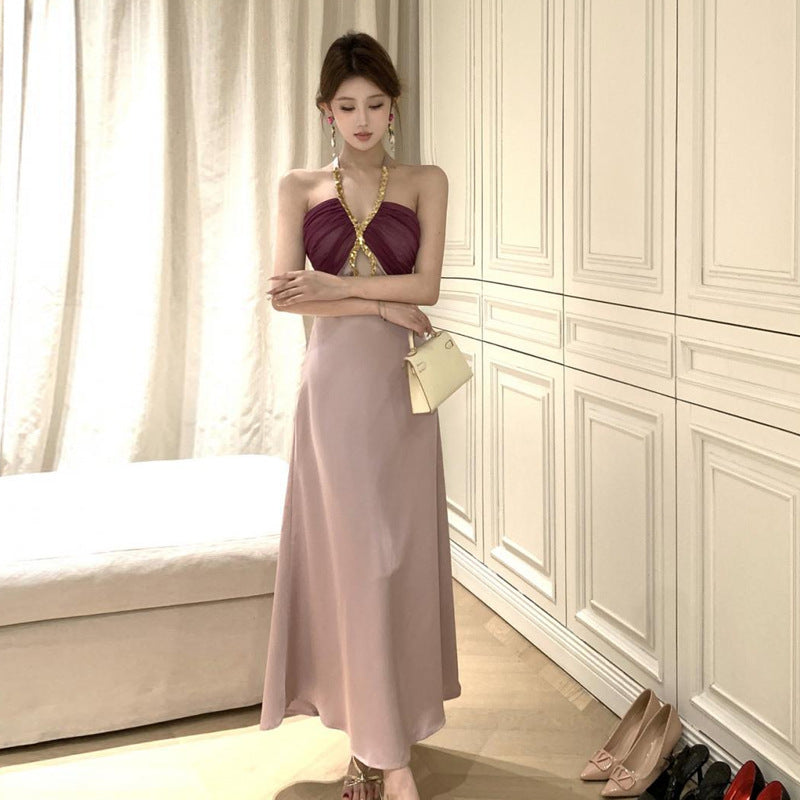 Dam Klänning Bodycon Halterneck Maxilängd Polyester-4