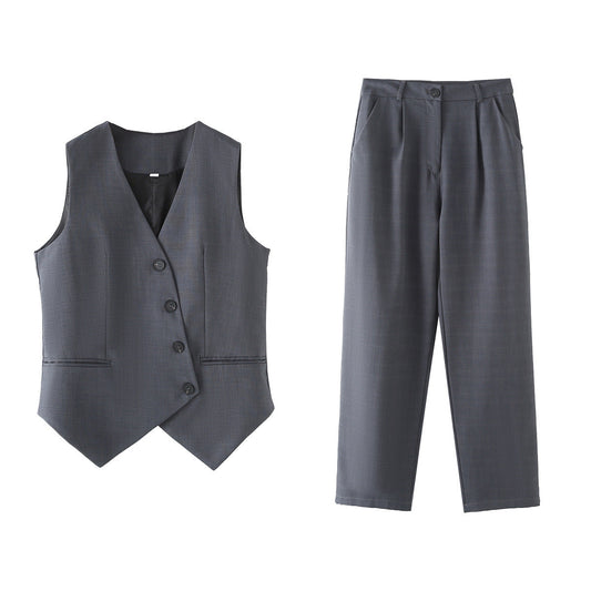 Damkostym Ärmlös Polyester Modern Med Raka Byxor-1