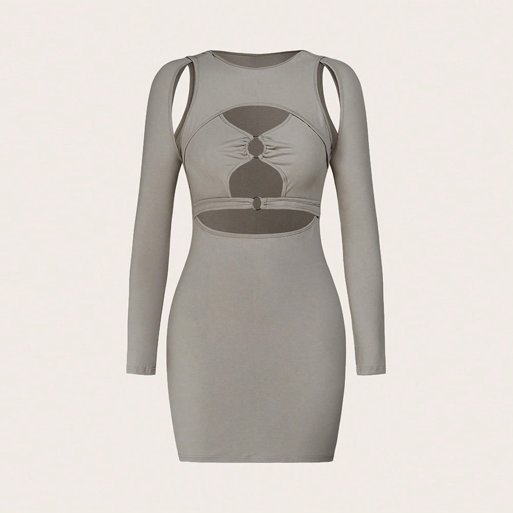 Kvinnors Bodycon Klänning Mjölk Siden Kort Kjol-4