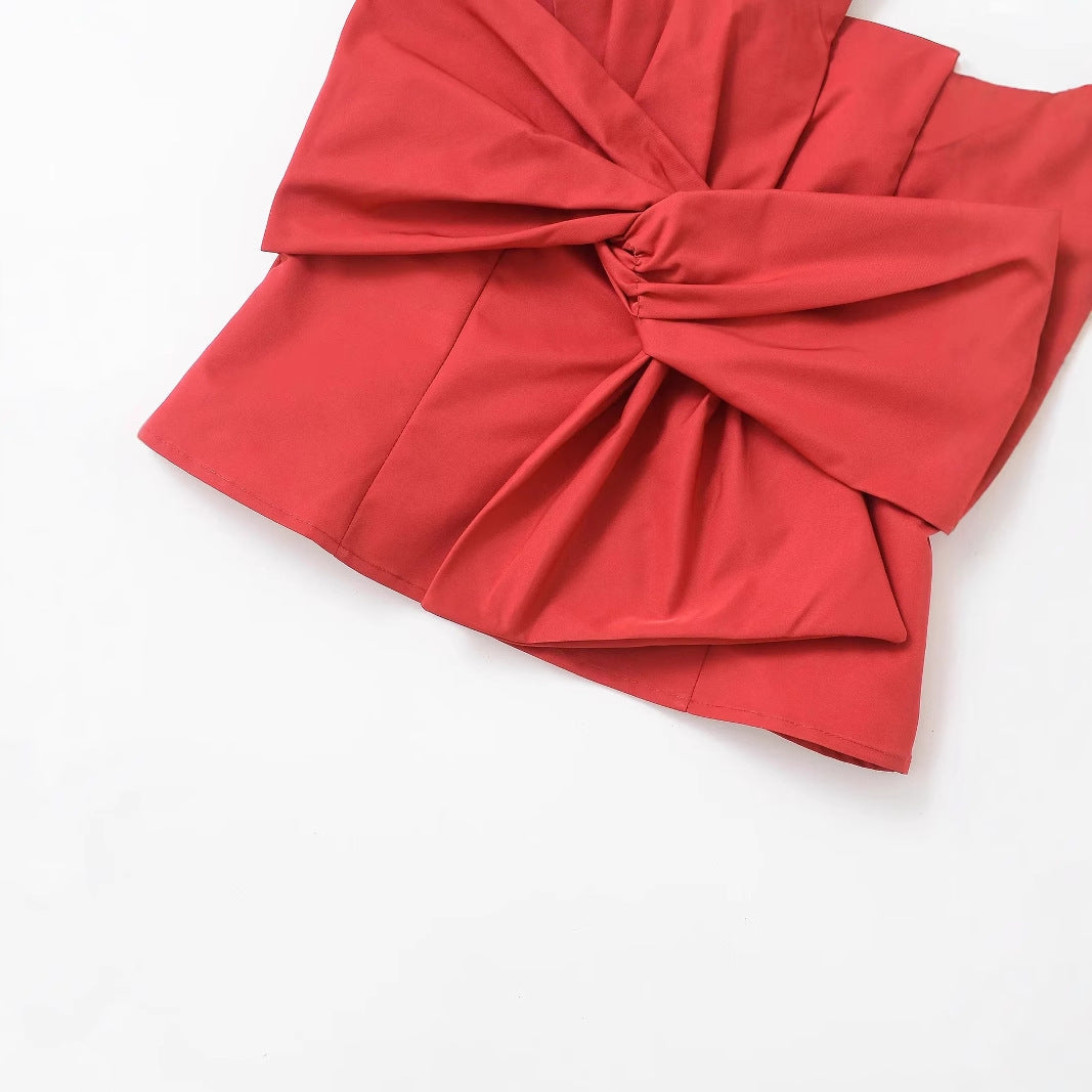 Kvinnors Festtopp Draperad Bomullsblandning 4