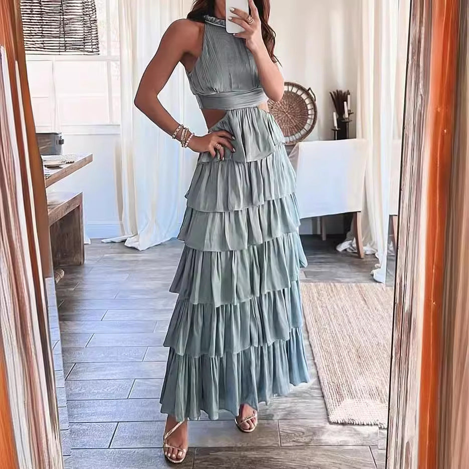 Damklänning A-Linje Off-Shoulder Polyester Fina Ruffles-5