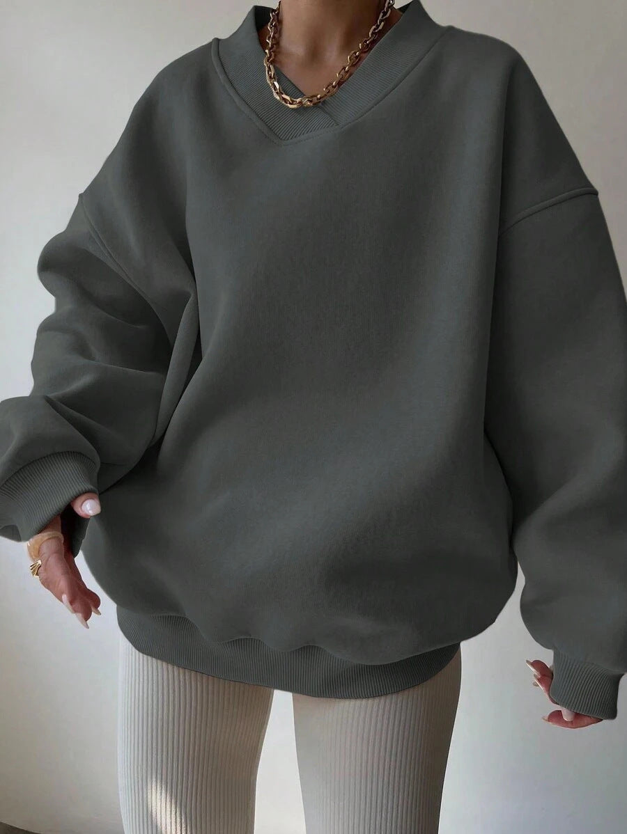 Variant image for Dam Långärmad Tröja Avslappnad Polyester Loose Fit-37