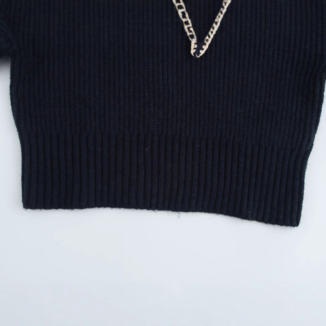 Stickad Tröja i Ullblandning med Ribbstruktur och Dekorativ Detalj för Kvinnor – Mångsidig för Vardag och Fest 4