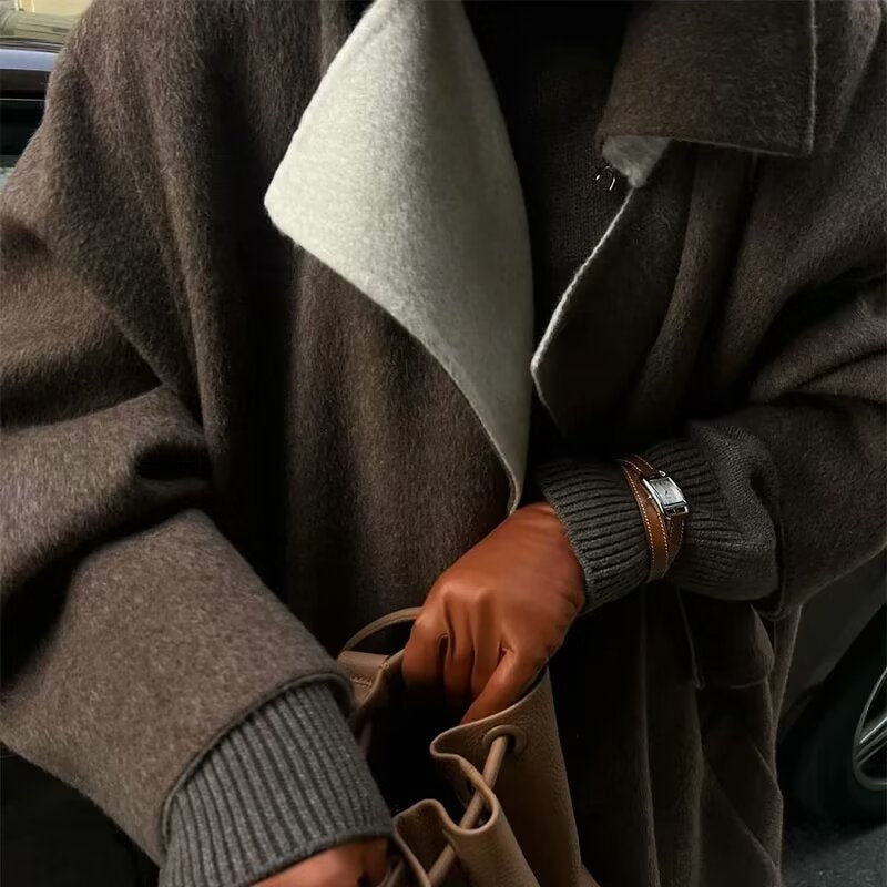 Kvinnor Trench Coat Elegant Lapel Lätt Andningsbart Tyg med Fickor 3