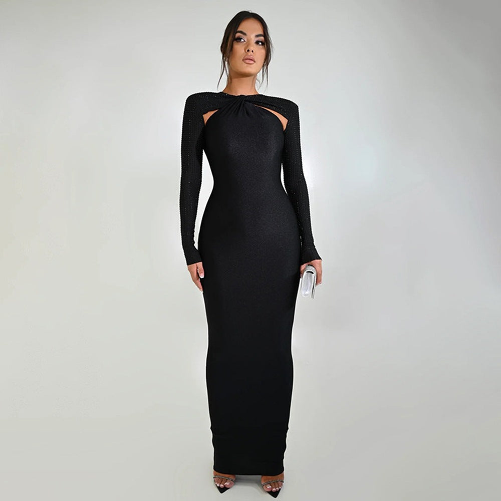 Fina Dam Klänningar Långärmade Elegant Polyester-4