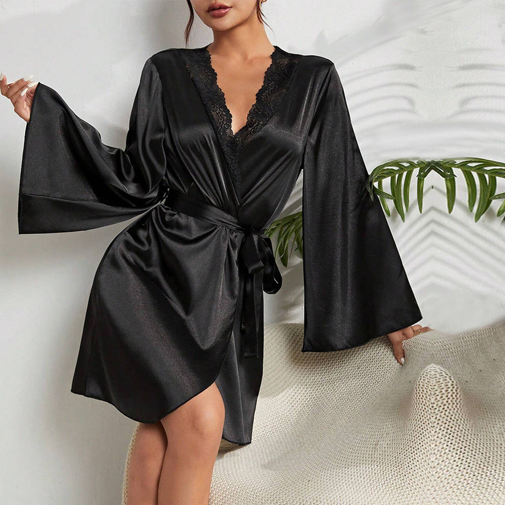 Kvinnors Mini Kjol V-hals Bell Ärmar Polyester 2