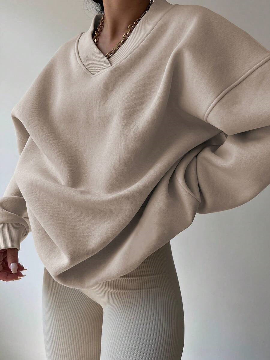 Dam Långärmad Tröja Avslappnad Polyester Loose Fit-4