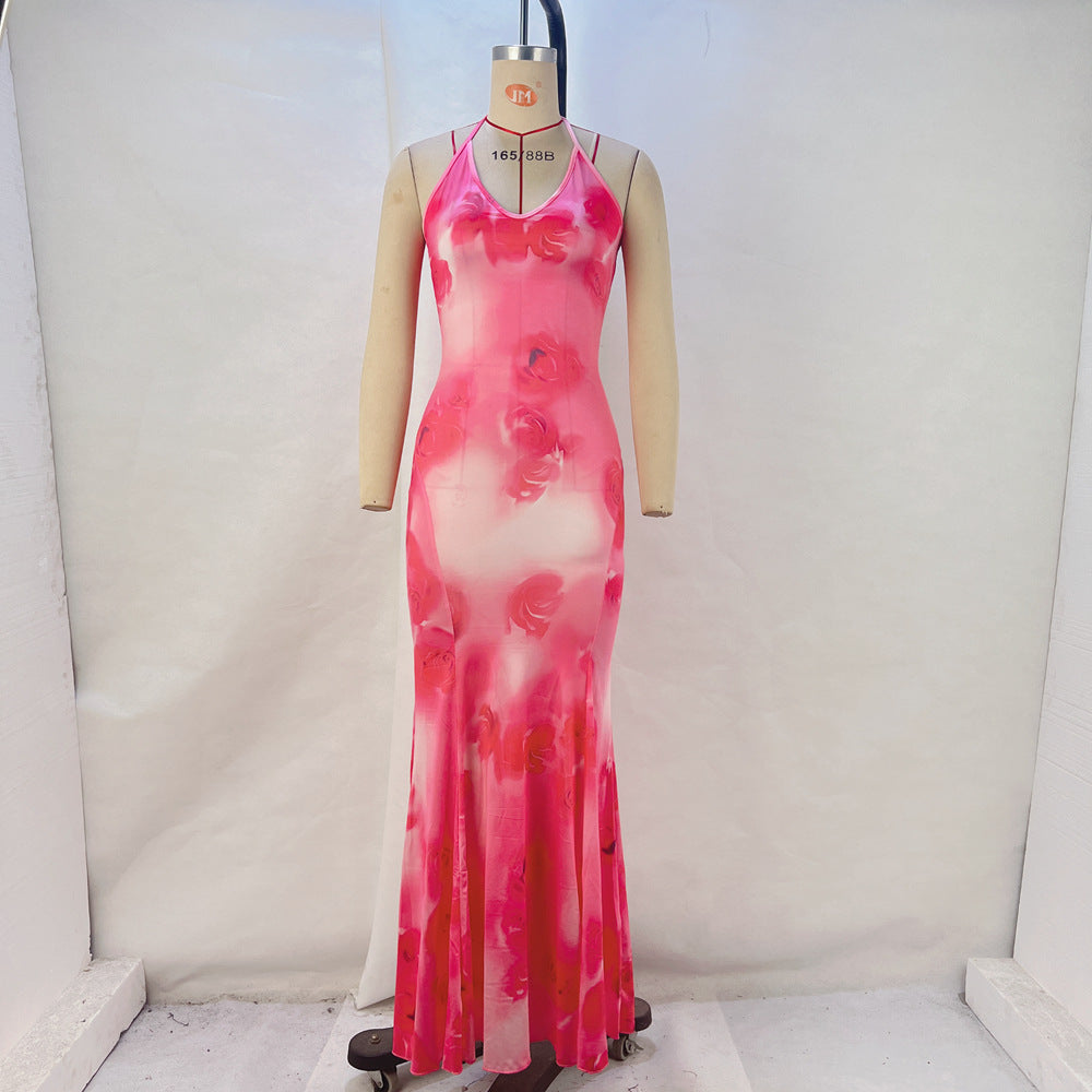 Variant image for Kvinnors Midi Klänning Sjöjungfru Stil Halterneck Polyester-1