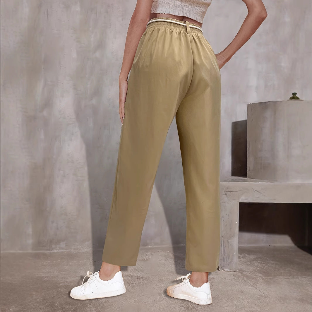 Dam Fritidsbyxor Elastiskt Midjeband med Praktiska Fickor 2