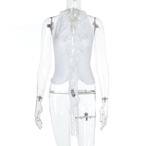 Kvinnors Ruffle Top Justerbar Mjuk Tyg 1
