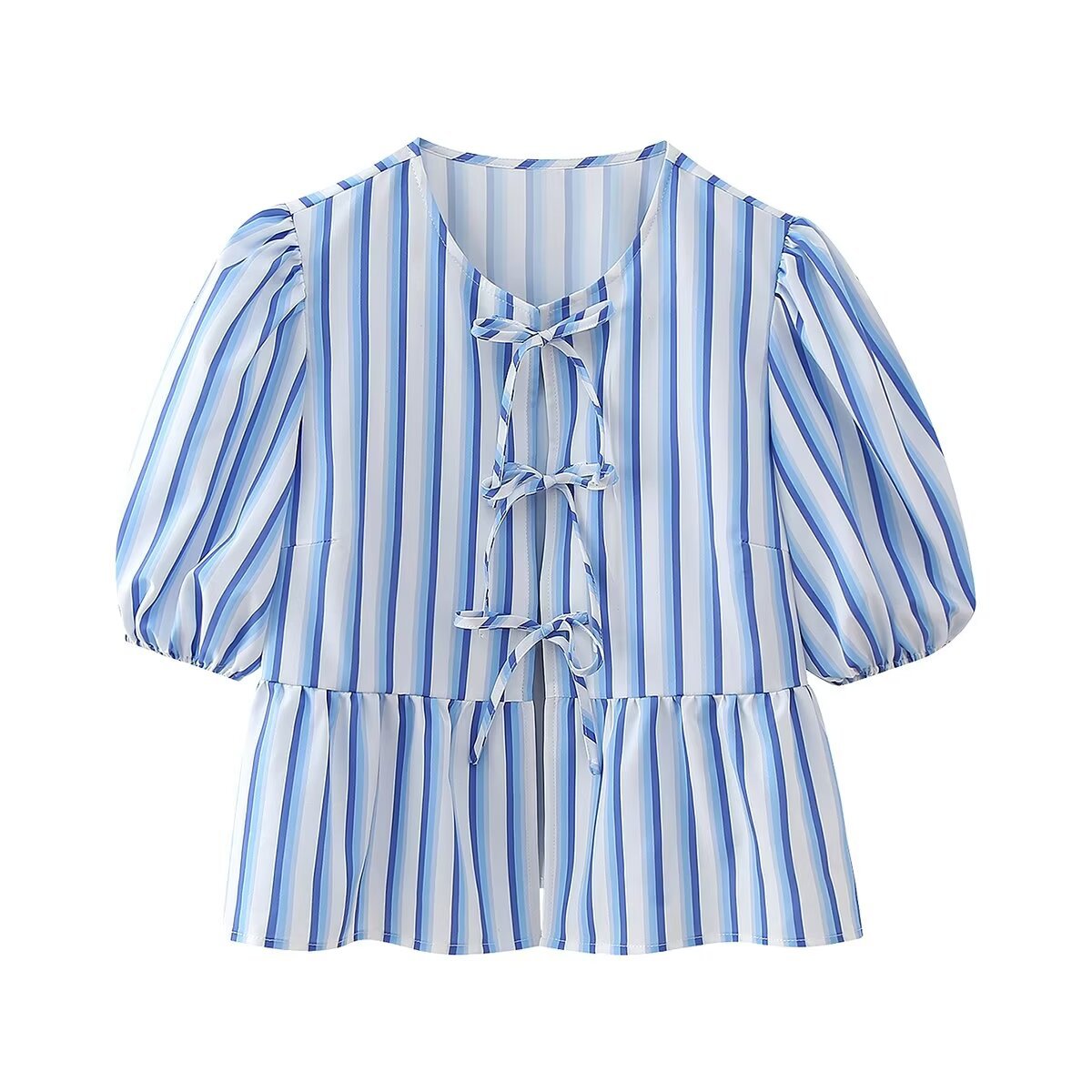 Variant image for Herr Kortärmad Skjorta Randig 100% Bomull För Streetwear Stil-5