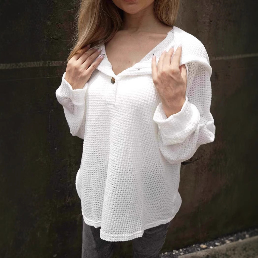 Kvinnors Hoodie med Knapp och Dragsko Polyester-3