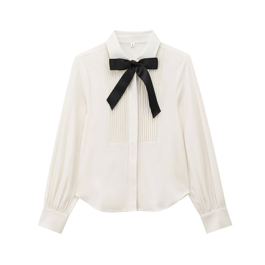 Dam Skjorta LÄngÀrmad Revers Polyester Elegant Blus-1