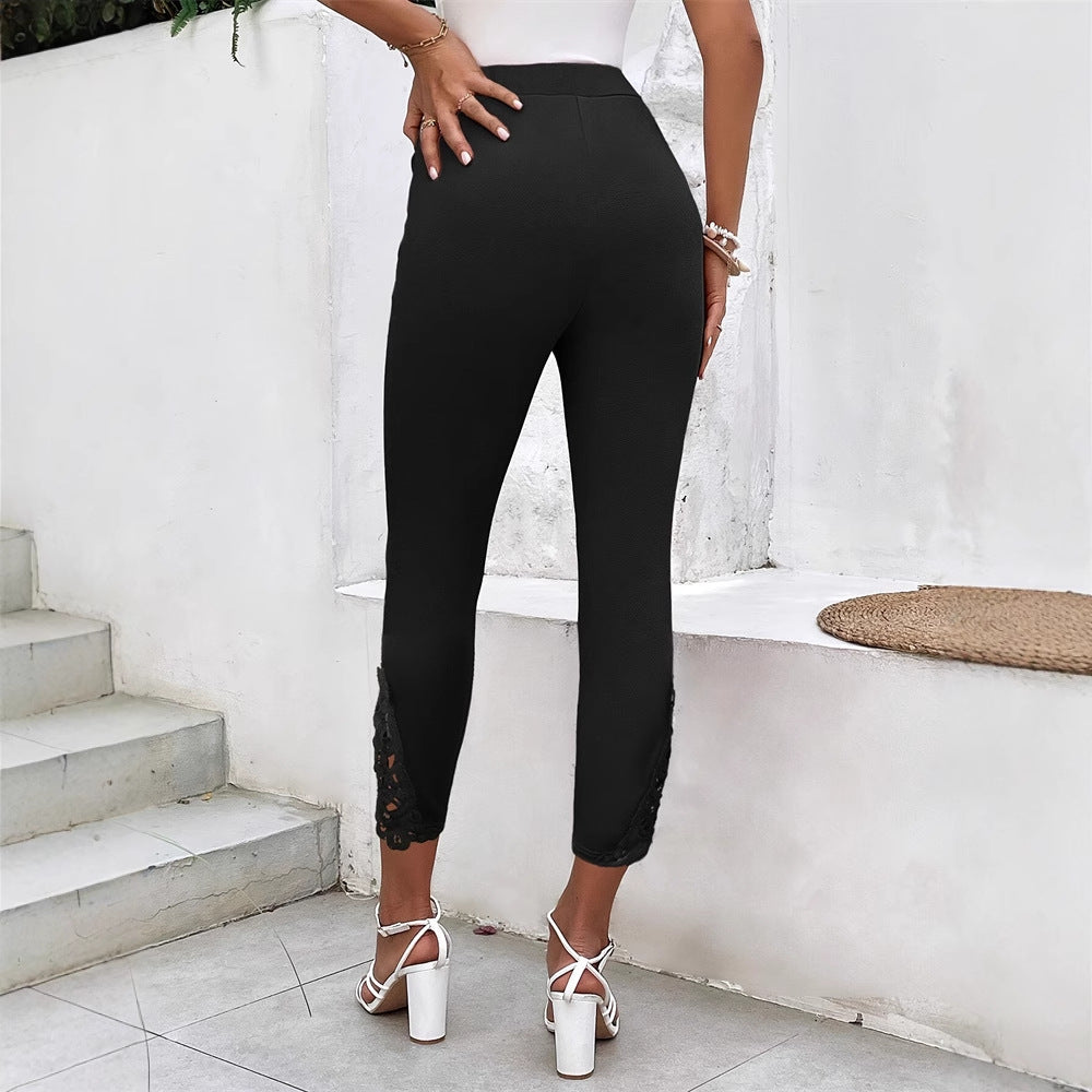 Högmidjade Leggings för Damer med Konstnärliga Utskärningar i Elastiskt Tyg – Modern Passform och Stil 3