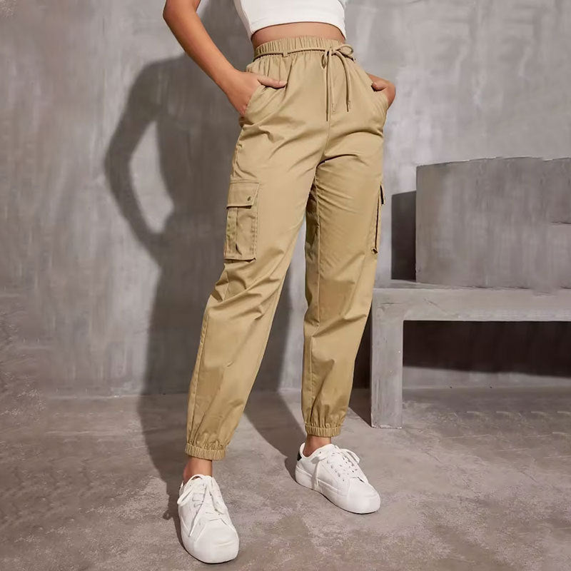 Damlastbyxor Loose Fit Hållbart Tyg med Elastiskt Midjeband och Sidfickor 2