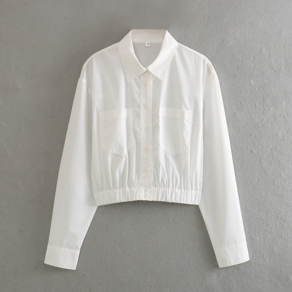 Dam Skjorta Långärmad Öppen Cardigan Stil Polyester med Elastisk Midja-4