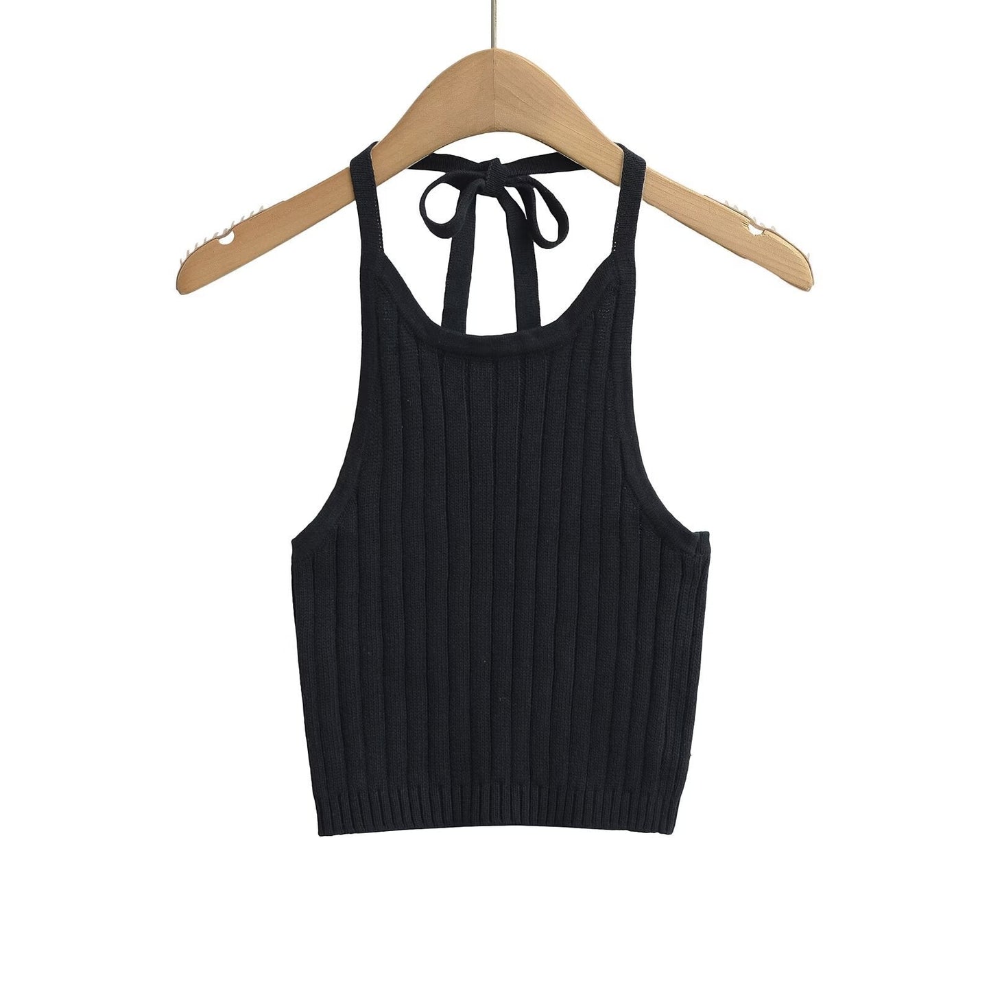 Dam Topp Ärmlös Ribbstickad Lekfull Design 9