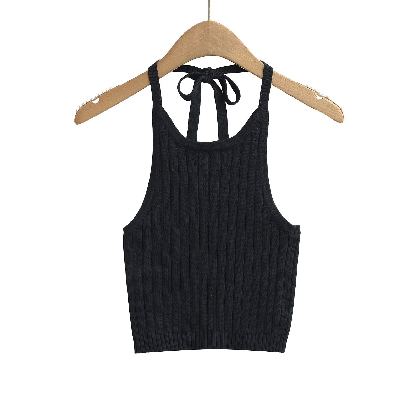 Dam Topp Ärmlös Ribbstickad Lekfull Design 9